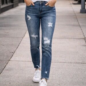 Judy Blue Skinny Fit Distressed Raw Hem Jeans Medium Wash 13 31 JB82144MD X1